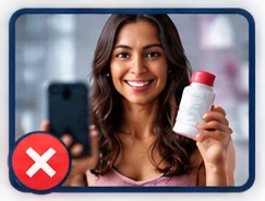 Influencer holding a supplement bottle