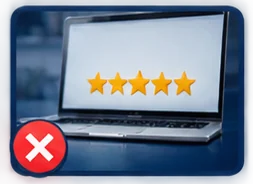 Laptop showing a five-star rating