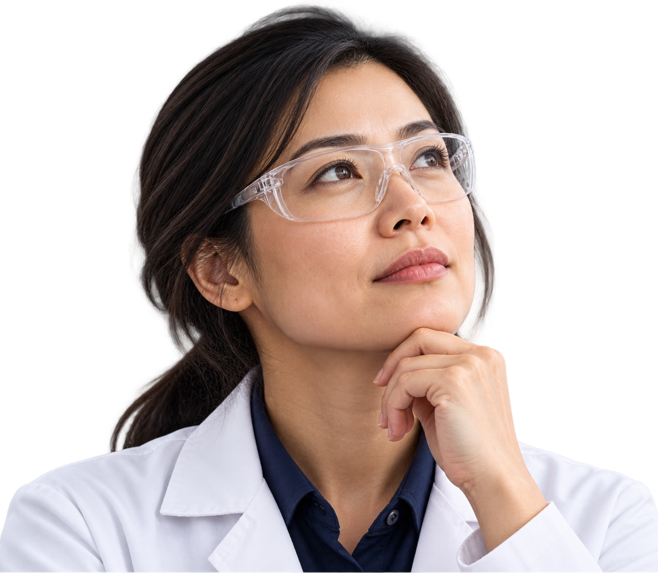 Thoughtful female scientist considering scientific health evidence