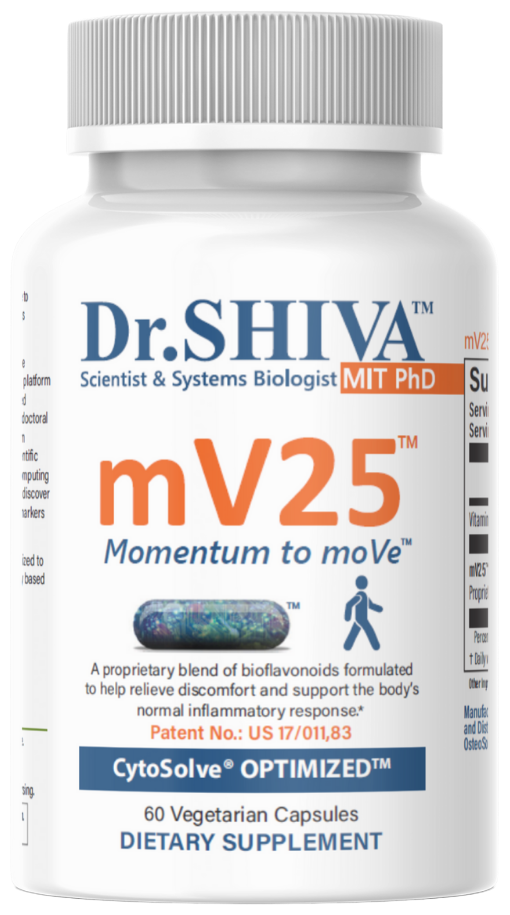 mV25 Momentum to moVe dietary supplement bottle